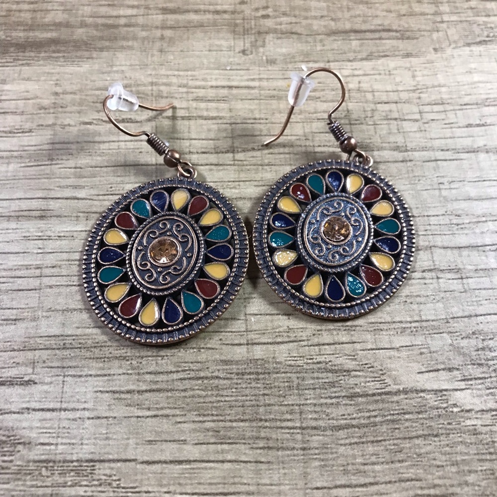 Colorful Bohemian Rhinestones Circle Earrings